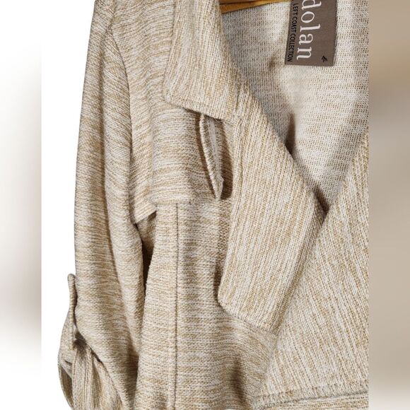 Anthropologie Dolan Jacket Crop Cotton Tweed Knit Cream Natural Slouchy Wrap‎ M - Picture 5 of 10